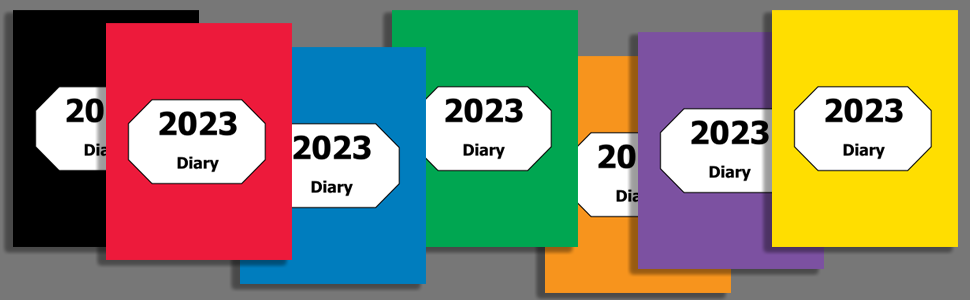 Large Print Publications' range of plain color covers for our 2023 Diaries