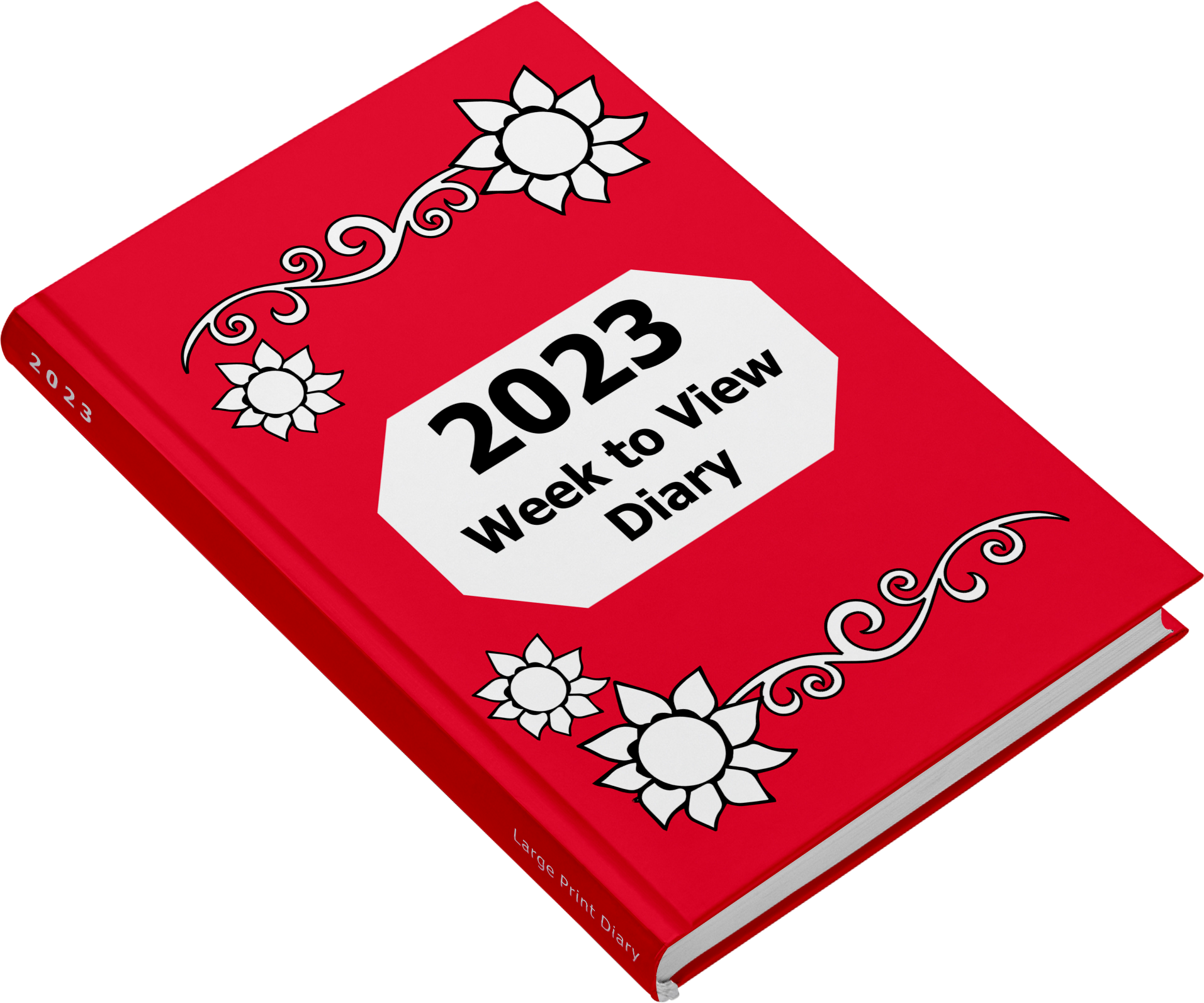 Image of 2023 Diary Hardcover with Floral Red Cover