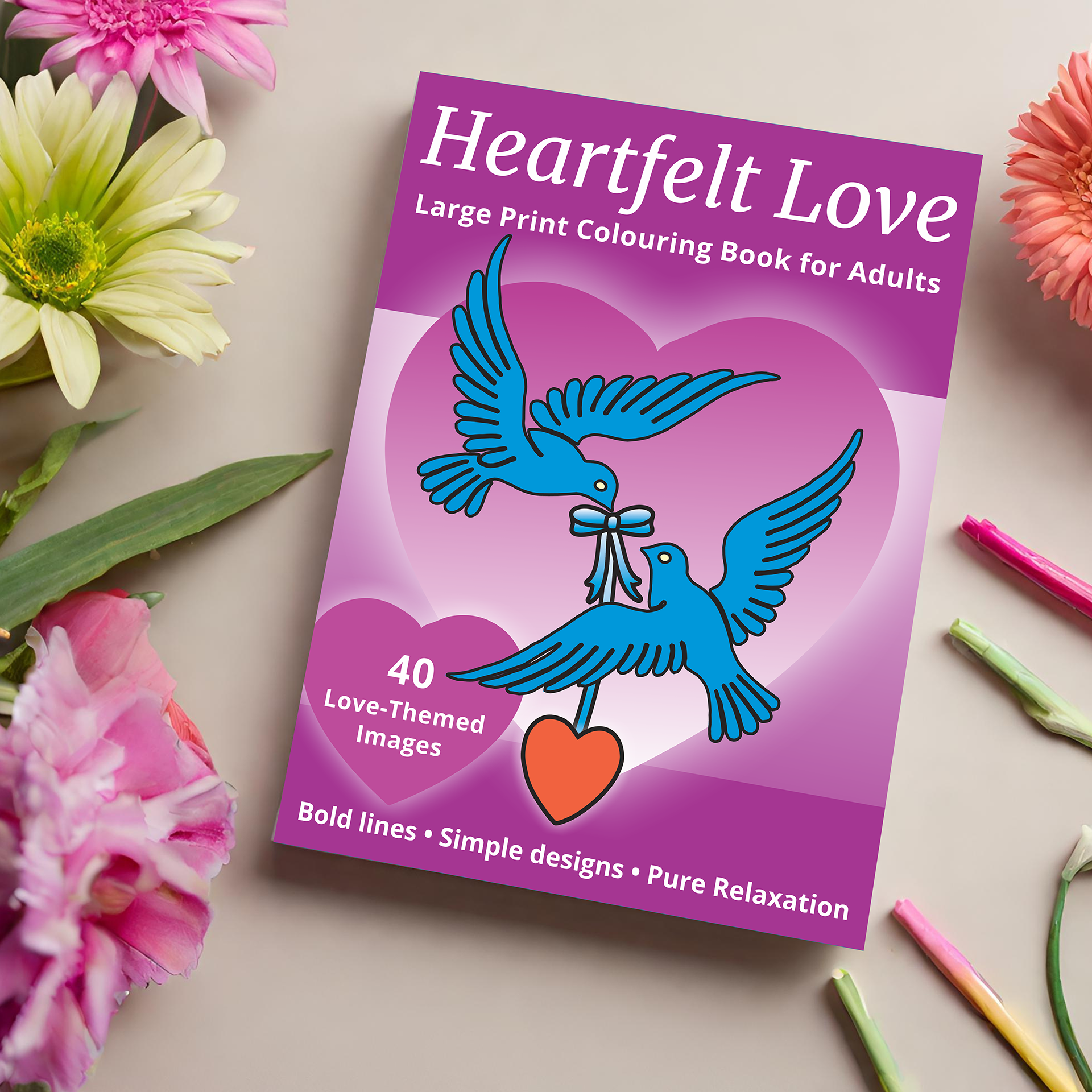 Large Print Publications Heartfelt Love Coloring Book Mockup