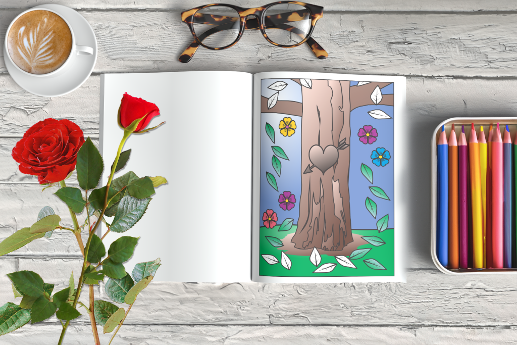 Large Print Publications Inside page Heartfelt Love Coloring Book Mockup