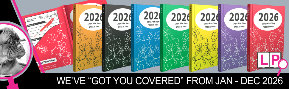 Collage of 2025 floral cover large print week to view diaries