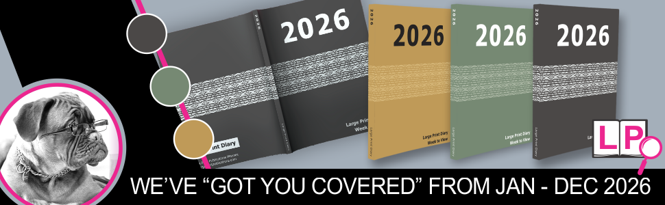 Collage of 2025 floral cover large print week to view diaries